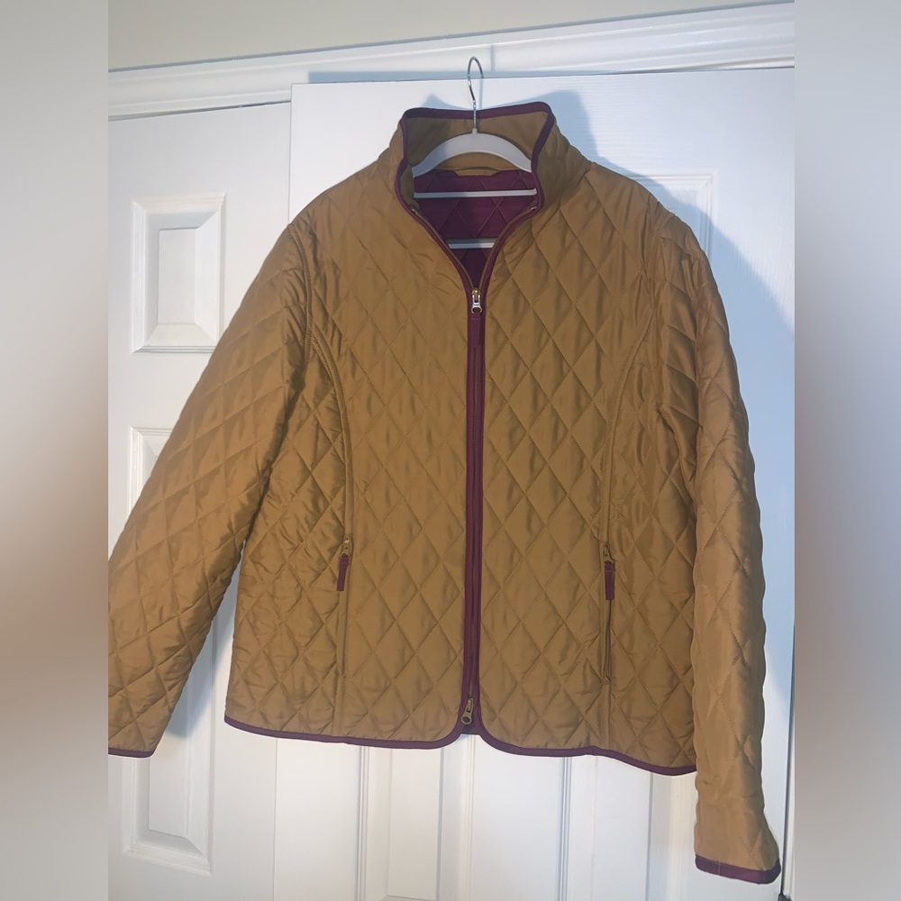 NWOT John Partridge Full-Zip Camel Quilted Jacket. Sz L.